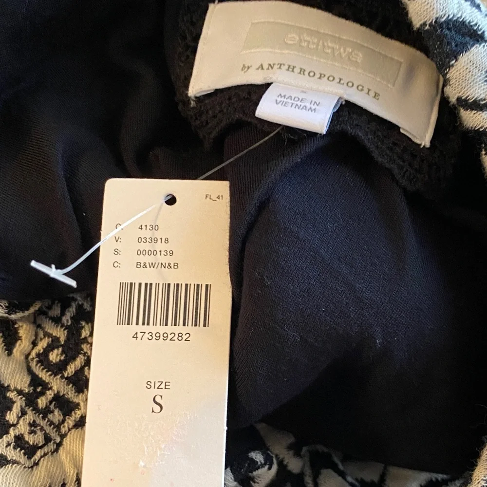 Anthropologie Black Ivory Jacquard Dress Size S Structured Fit & Flare NWT - Picture 12 of 13